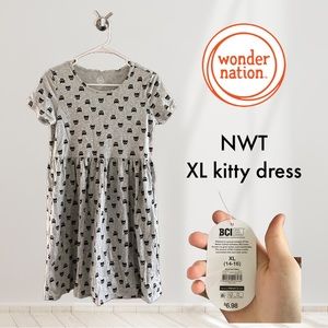 NWT Girls Wonder Nation Size XL (14-16) Grey Kitty Dress